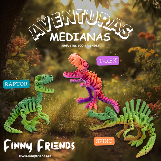 Pack Aventuras Medianas: T-Rex + Spinosaurus + Velociraptor